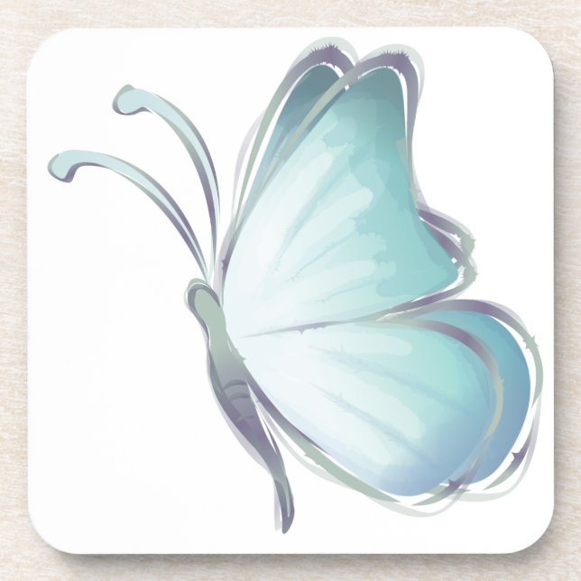 Blue Watercolor Butterflies Coaster (Front)