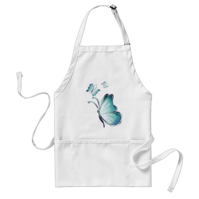 Blue Watercolor Butterflies Standard Apron (Front)