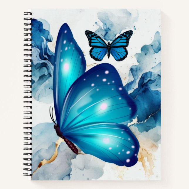 Blue Watercolor Butterfly Magical Notebook (Front)