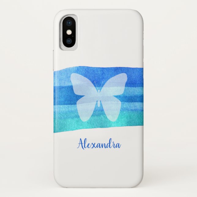 Blue Watercolor Butterfly Personalised Case-Mate iPhone Case (Back)