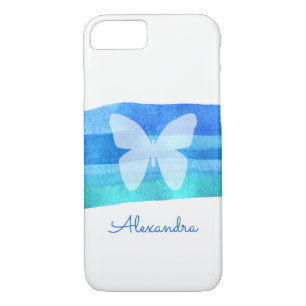 Blue Watercolor Butterfly Personalised Case-Mate iPhone Case