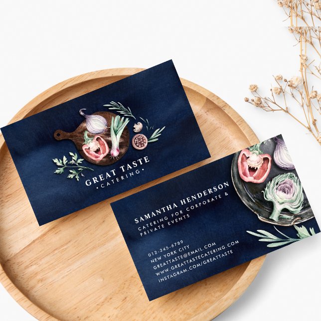 Blue Watercolor Catering Business Card (Creator Uploaded)