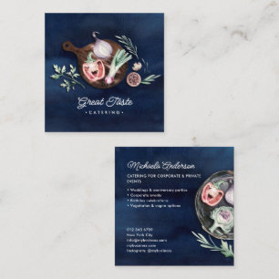 Blue Watercolor Catering / Chef Business Card