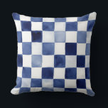 Blue Watercolor Checkered Decorative Throw Pillow<br><div class="desc">Add a decorative accent to your home with this throw pillow featuring an original artistic pattern design. Inspired by botanical elements, vintage illustration, and decorative art styles, this design brings a touch of creativity and elegance to any space. Professionally printed through Zazzle, this pillow is perfect for enhancing sofas, beds,...</div>
