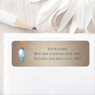 Blue Watercolor Christmas Bauble Return Address