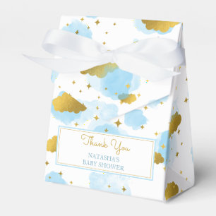 Blue Watercolor Clouds Gold Stars Sky Baby Shower Favour Box
