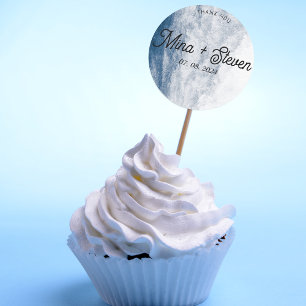 Blue watercolor Coastal Ocean Beach Wedding  Classic Round Sticker