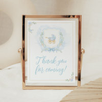 Blue Watercolor Crest Thank you for Coming