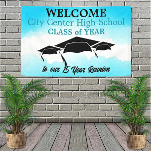Blue Watercolor Custom Class Reunion Welcome Banner
