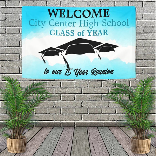 Blue Watercolor Custom Class Reunion Welcome  Banner (Creator Uploaded)