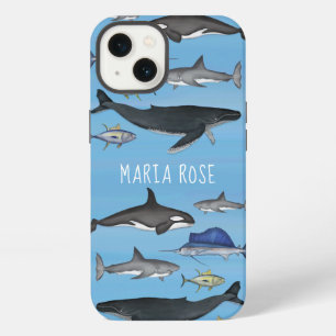 Blue Watercolor Custom Personalised Nautical Ocean iPhone 13 Case