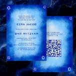 Blue Watercolor Custom QR Code Bar Bat Mitzvah Invitation<br><div class="desc">Perfect card to announce a bat mitzvah, bar mitzvah or other Jewish celebration! Hand made watercolor art for you on the front and back side! FULLY CUSTOMIZABLE! Click on “Personalise” above to edit the text and add your link to the QR code. Click "edit using design tool" to adjust the...</div>