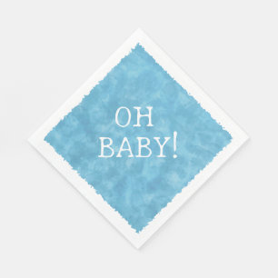 Blue Watercolor Custom Text Baby Shower Oh Baby Napkin