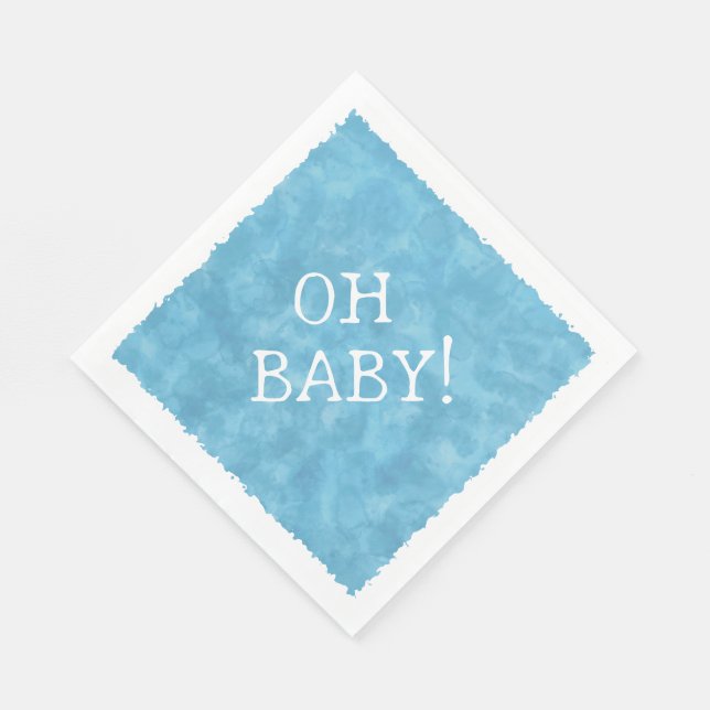 Blue Watercolor Custom Text Baby Shower Oh Baby Napkin (Corner)