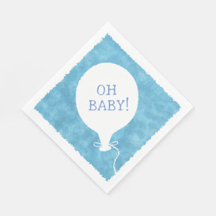Blue Watercolor Custom Text Baby Shower Oh Baby Napkin