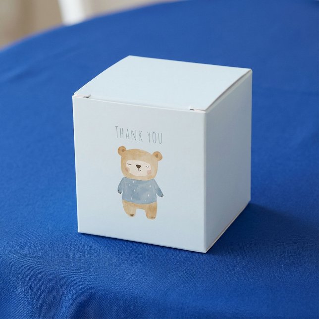 Blue Watercolor cute bear it's a boy Favour Box (Blue Watercolor cute bear it's a boy Favor Boxes.)