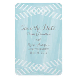 Blue Watercolor Deco Save the Date Magnet