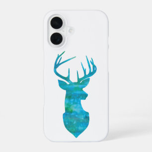 Blue Watercolor Deer Silhouette iPhone 16 Case