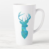 Blue Watercolor Deer Silhouette