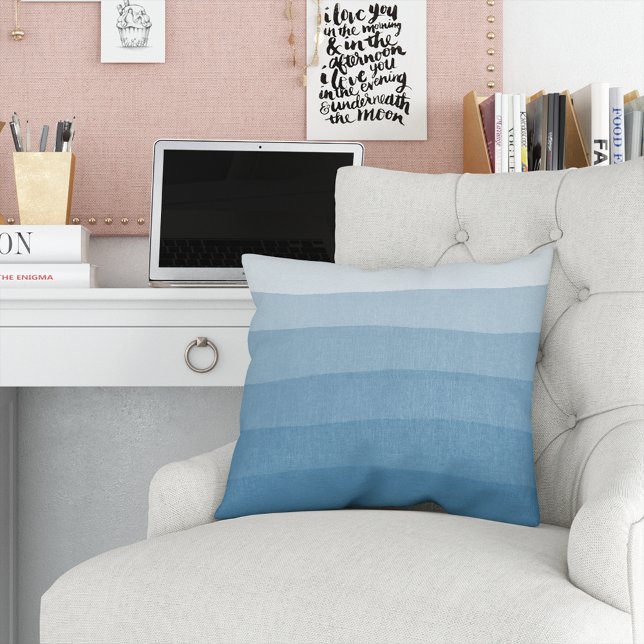 Blue Watercolor Dip Dye Gradient Stripe Cushion (Creator Uploaded)