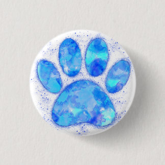 Blue Watercolor Dog Paw Print 3 Cm Round Badge
