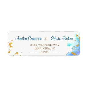 Blue Watercolor Dolphin Return Address Label