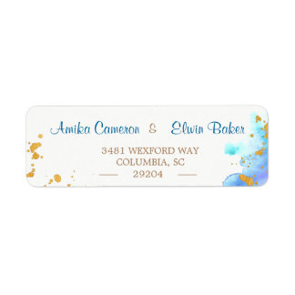 Blue Watercolor Dolphin Return Address Label