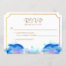 Blue Watercolor Dolphin RSVP Card