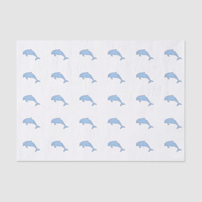 Blue watercolor dolphins tissue paper (Front)
