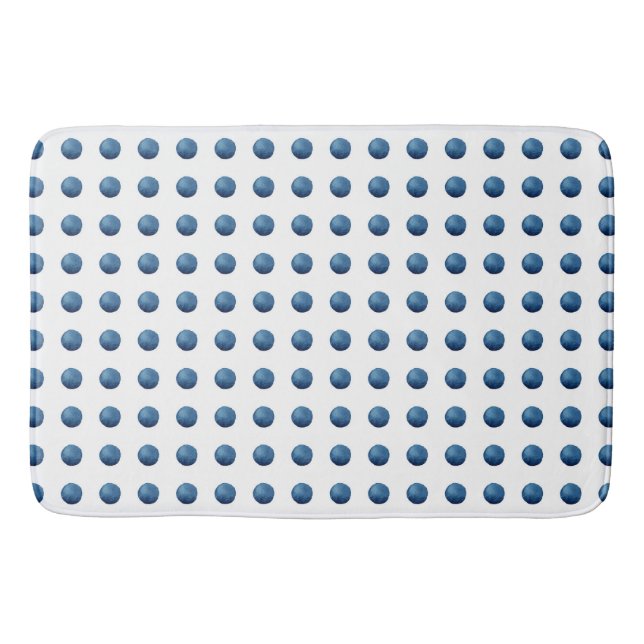 Blue watercolor dots bath mat (Front)
