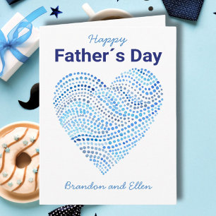 Blue Watercolor Dots Heart Father's Day Card