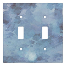Blue Watercolor Double Toggle Light Switch Cover