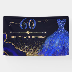 Blue Watercolor Dress & agate Birthday Banner