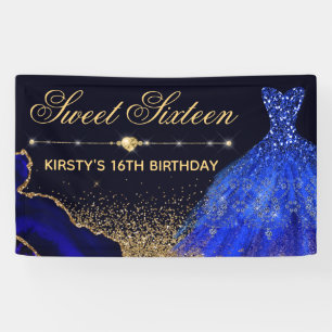 Blue Watercolor Dress & agate Sweet 16 Banner