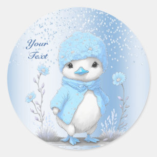Blue Watercolor Duck Sticker