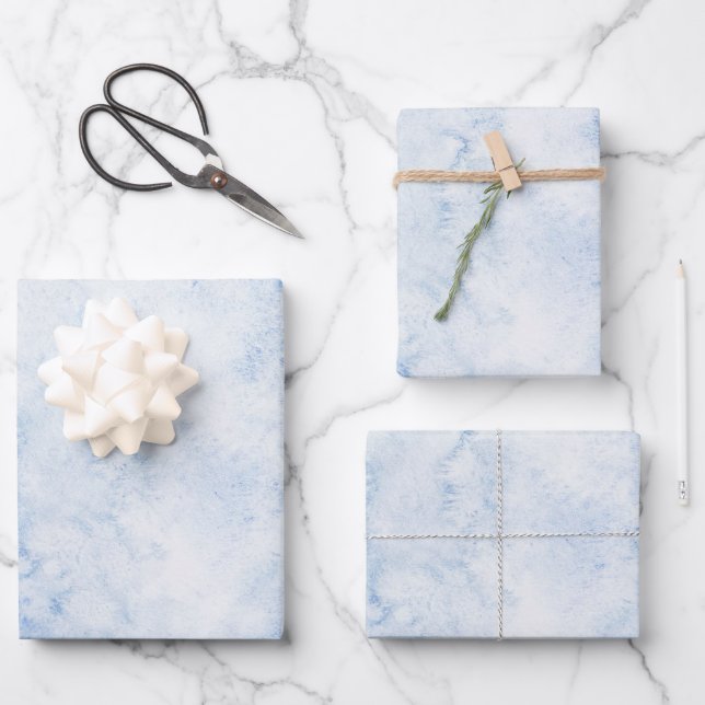 Blue Watercolor Elegant Wrapping Paper Sheet (Front)