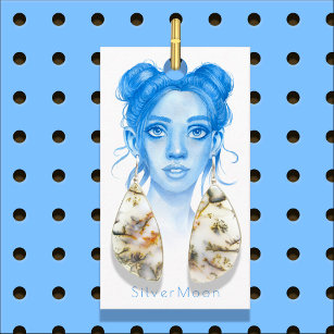 Blue Watercolor Face Earring Jewellery Display  Business Card