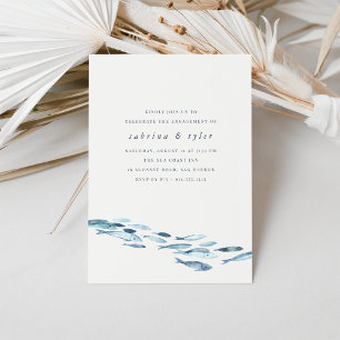 Blue Watercolor Fish Engagement Party Invitation