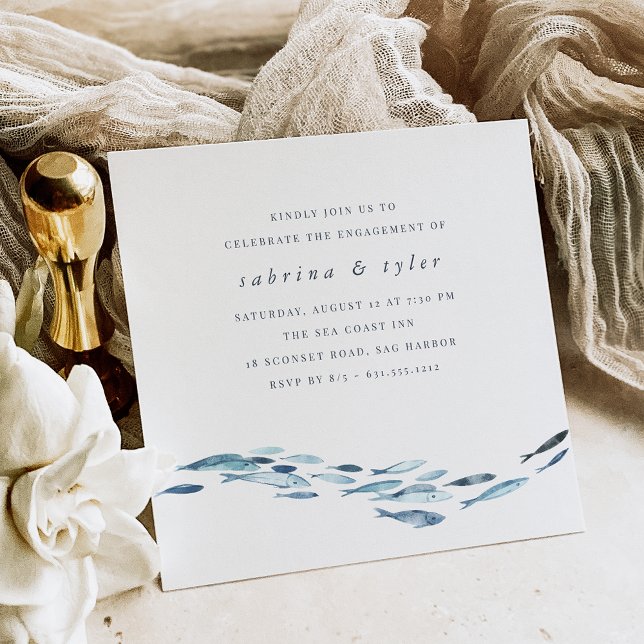 Blue Watercolor Fish Engagement Party Invitation (Creator Uploaded)