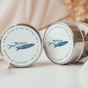 Blue Watercolor Fish Wedding Favour Classic Round Sticker