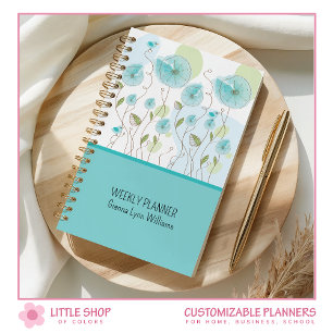 Blue Watercolor Floral Customisable Planner