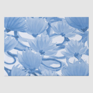 Blue Watercolor Floral Design Tissue Paper