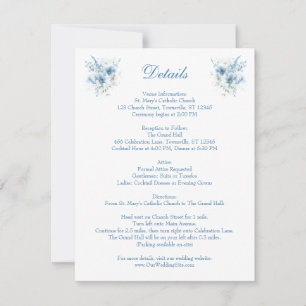 Blue watercolor Floral Details RSVP Card