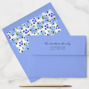 Blue Watercolor Floral Garden Envelope