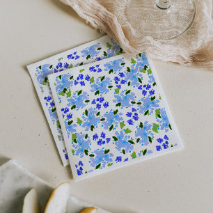 Blue Watercolor Floral Garden Napkin