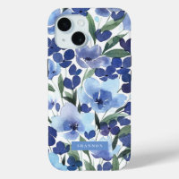 Blue Watercolor Floral iPhone / iPad case