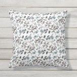 Blue Watercolor Floral Leaves Pattern Eggshell Cushion<br><div class="desc">This accent pillow is perfect for your outdoor wedding or patio decoration. Featuring a painted watercolor floral pattern with blue and pink tones. This is part of our "Garden Crest" wedding collection. Be sure to visit it today to see more items that coordinate!</div>