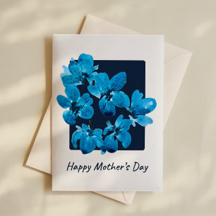 Blue Watercolor Floral Mother's Day Card