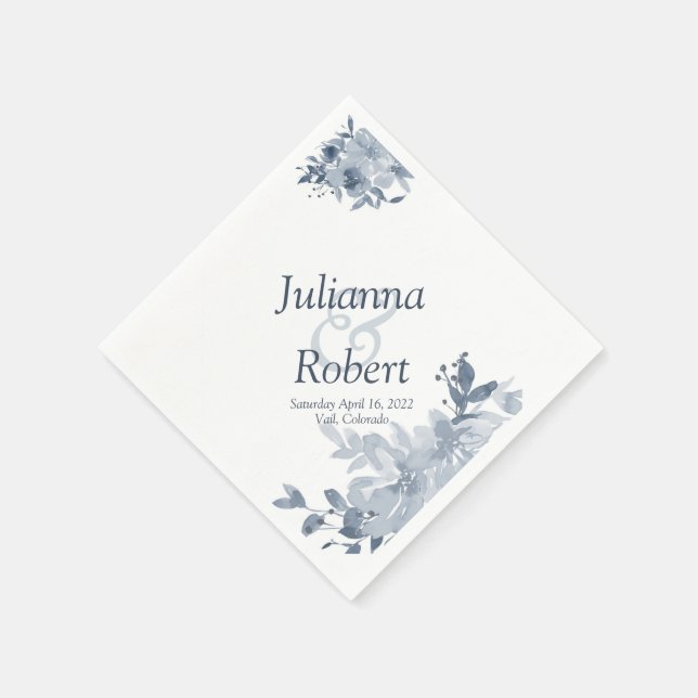 Blue watercolor floral  napkins (Corner)