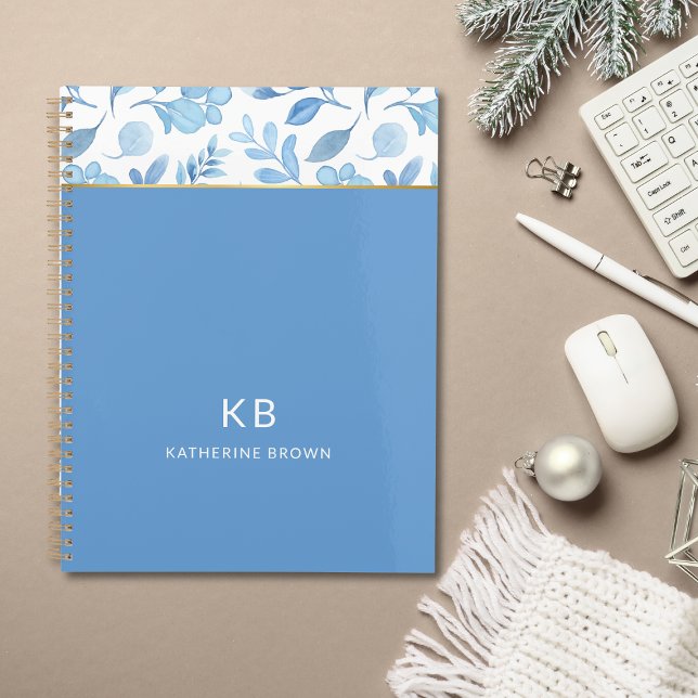 Blue Watercolor Floral Pattern Stylish Planner (Creator Uploaded)
